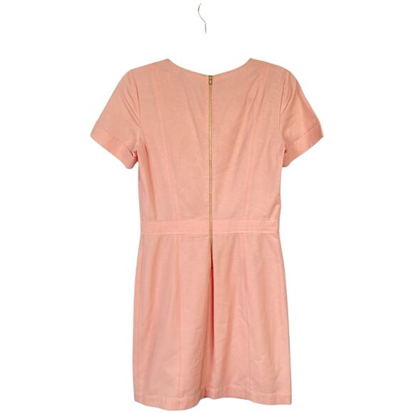 THEORY Inessa Jubilee Peach Coral Pink Gold Zipper Form Fitting Size 4 Mini - Picture 4 of 9